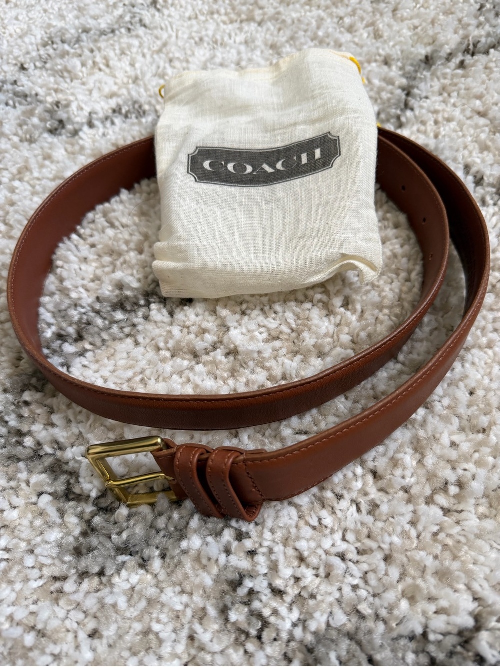 COACH Vintage British Tan Leather Belt with Gold-Tone Buckle